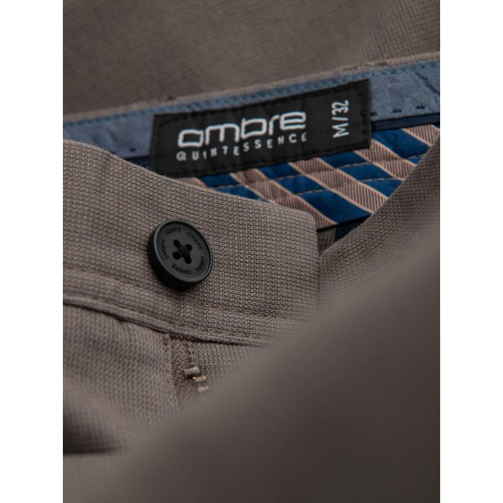 Vyriškos siauresnio kirpimo chino kelnės Ombre Clothing, tamsiai smėlio