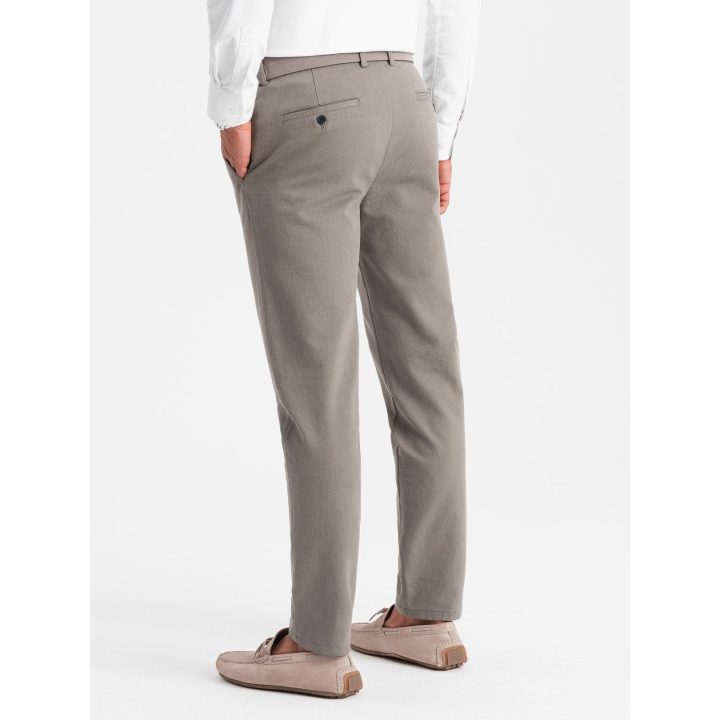 Vyriškos siauresnio kirpimo chino kelnės Ombre Clothing, tamsiai smėlio