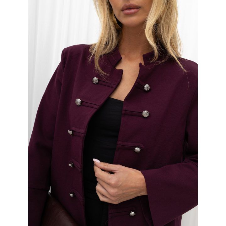 Moteriškas medvilninis dvieilis švarkas Italy Moda, bordo