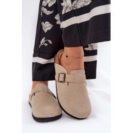 Moteriškos zomšinės šlepetės su platforma Step in style, smėlio