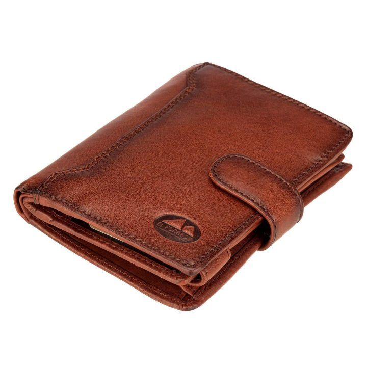 Vyriška natūralios odos RFID piniginė EL FORREST, ruda, 10 × 13 × 3 cm