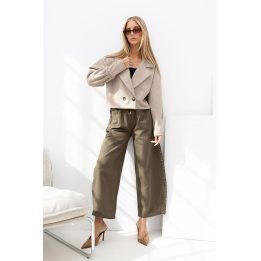 Moteriška striukė su dvigubu užsegimu Italy Moda – smėlio spalvos