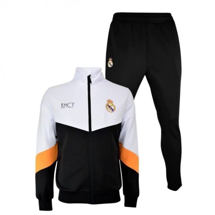 Vyriškas Real Madrid sportinis kostiumas, juodas ir baltas