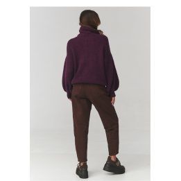 Violetinis oversized megztinis su golfu Makadamia