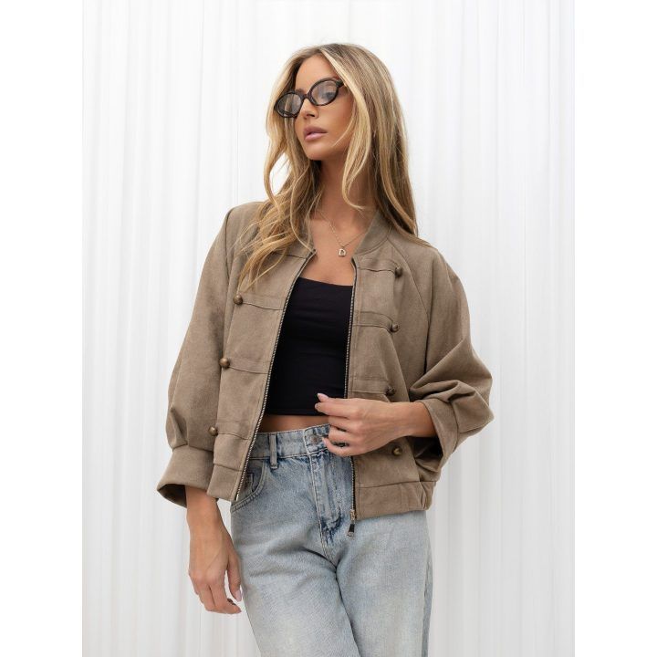 Moteriška dvieilė demisezoninė striukė Italy Moda, tamsiai smėlio
