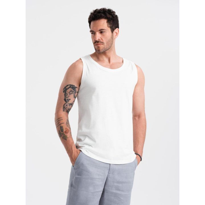 Vyriški medvilniniai marškinėliai be rankovių OMBRE CLOTHING, balti