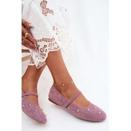 Moteriškos balerinos su dirželiu per keltį Step in style, violetinės