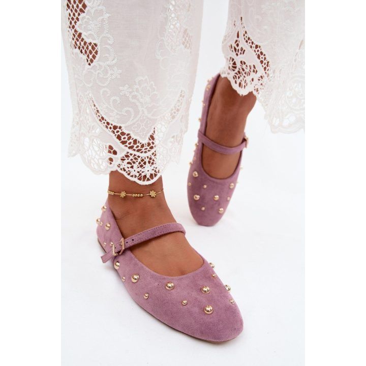 Moteriškos balerinos su dirželiu per keltį Step in style, violetinės