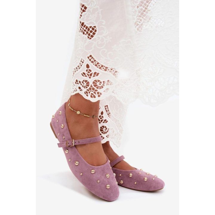 Moteriškos balerinos su dirželiu per keltį Step in style, violetinės