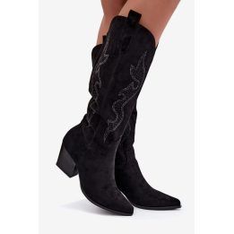 Moteriški ilgaauliai batai virš kelių su storu kulnu Step in style, juodi