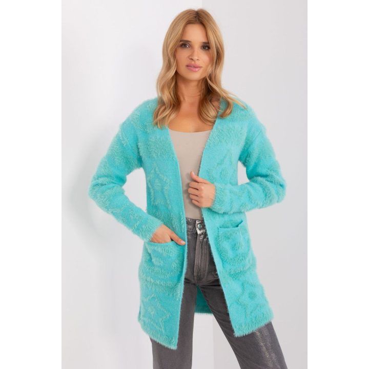 Moteriškas laisvo kirpimo kardiganas Wool Fashion Italia, žalias