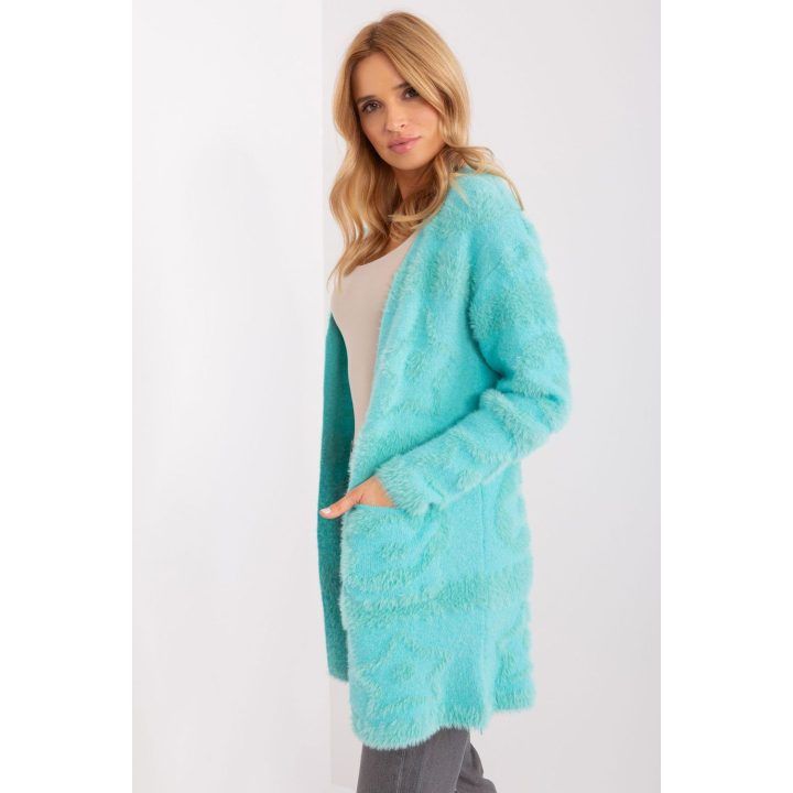 Moteriškas laisvo kirpimo kardiganas Wool Fashion Italia, žalias