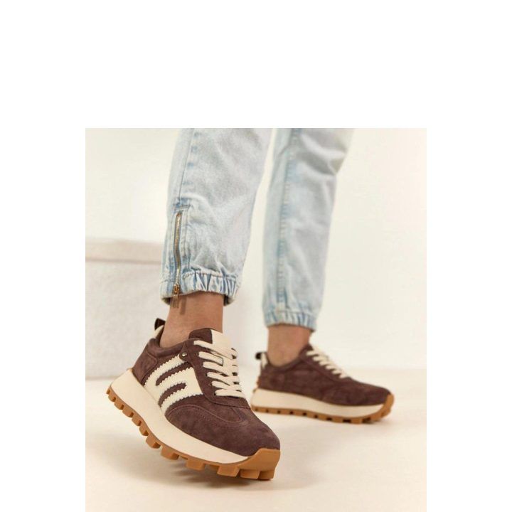 Moteriški zomšiniai bateliai su 4 cm platforma Solea, rudi