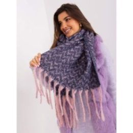 Moteriškas šalikas su geometriniu raštu ir kutais Wool Fashion Italia, tamsiai mėlynas