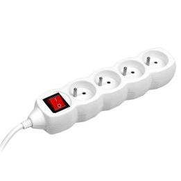 Maitinimo ilgintuvas su 4 lizdais ir jungikliu Tracer PowerCord, 3 m, baltas