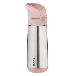 Vaikiškas termobuteliukas su silikoniniu šiaudeliu b.box, 500 ml, rožinis