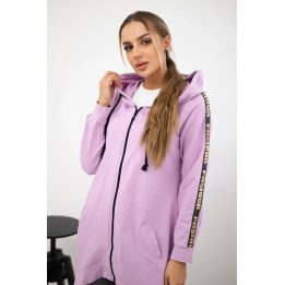 Moteriškas ilgas džemperis su užtrauktuku nugaroje, violetinis