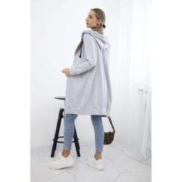 Moteriška medvilninė suknelė su gobtuvu, 89 cm, pilka