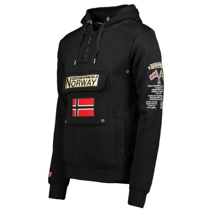 Vyriškas džemperis su gobtuvu Geographical Norway Gymclass, juodas