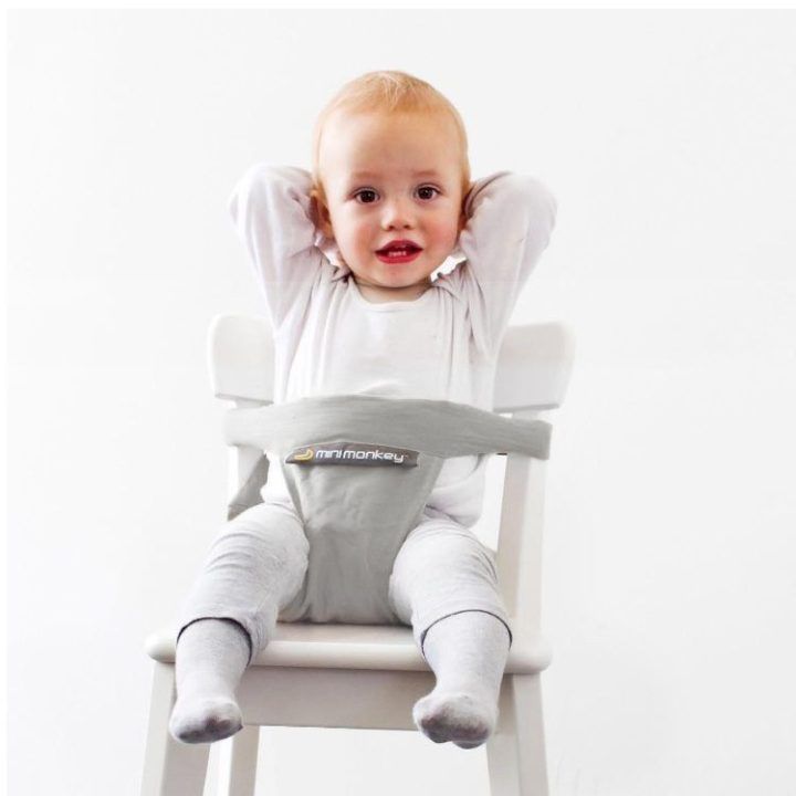 Kėdės diržai kūdikiui Minimonkey Mini Chair, nuo 6 mėn., šviesiai pilki