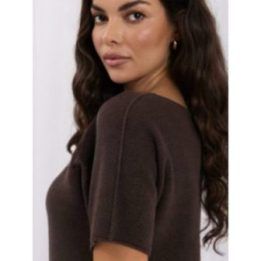 Moteriškas viskozės dvipusis megztinis Italy Moda, tamsiai rudas