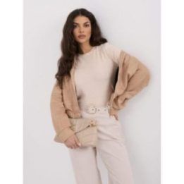 Moteriškas megztinis su apvalia iškirpte Italy Moda, smėlio