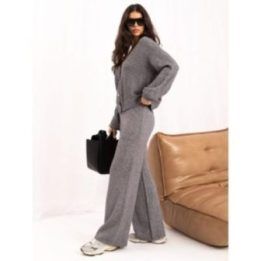 Moteriškas megztinio ir kelnių komplektas Italy Moda, pilkas