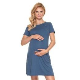 Naktiniai marškiniai nėščiosioms PeeKaBoo su žindymo funkcija, mėlyni