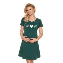 Naktiniai marškiniai nėščiosioms su spauda priekyje PeeKaBoo, žali