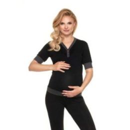 Nėščiųjų pižama su žindymą palengvinančiais užsegimais PeeKaBoo, juoda