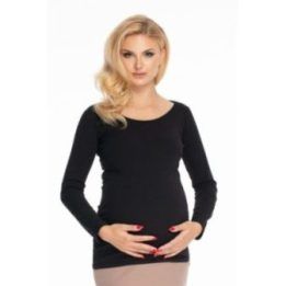 Nėščiųjų palaidinė su apvalia iškirpte PeeKaBoo, juoda