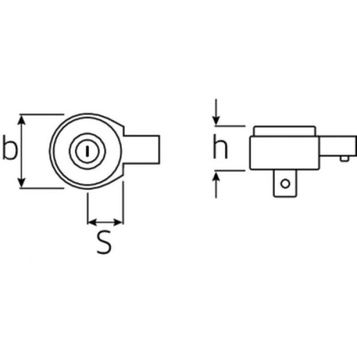 Galvutė su terkšlės mechanizmu STAHLWILLE 735/20, 14,18 mm
