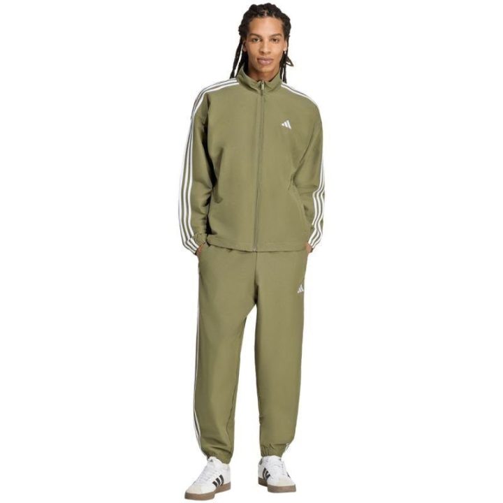 Vyriškas sportinis kostiumas adidas 3-Stripes Woven, alyvuogių