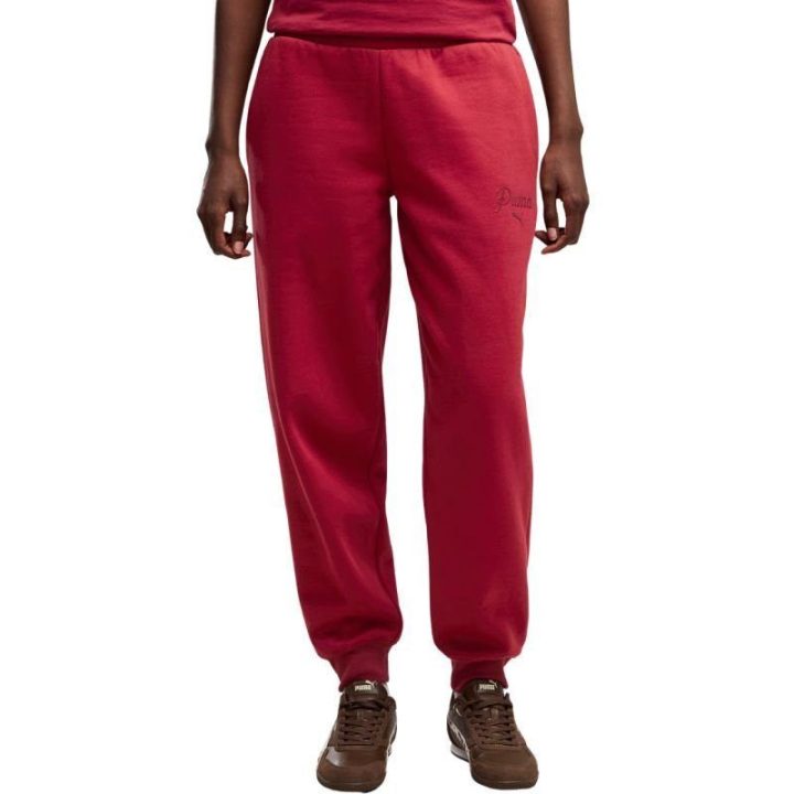 Moteriškos sportinės kelnės Puma ESS Script Comfort, raudonos