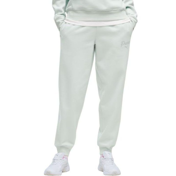 Moteriškos sportinės kelnės Puma ESS Script Comfort, mėtų