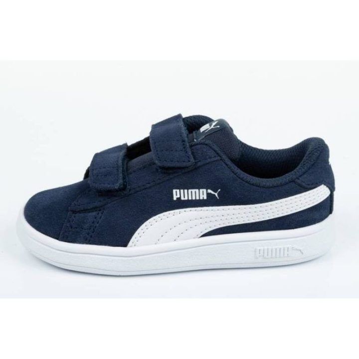 Vaikiški zomšiniai sportbačiai Puma Smash v2, tamsiai mėlyni
