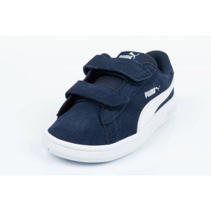 Vaikiški zomšiniai sportbačiai Puma Smash v2, tamsiai mėlyni