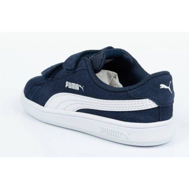 Vaikiški zomšiniai sportbačiai Puma Smash v2, tamsiai mėlyni