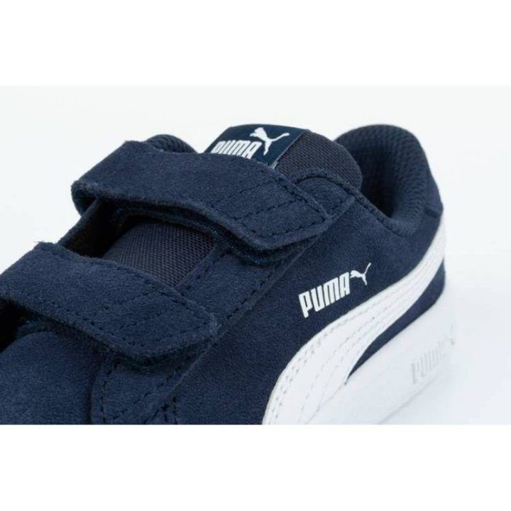 Vaikiški zomšiniai sportbačiai Puma Smash v2, tamsiai mėlyni