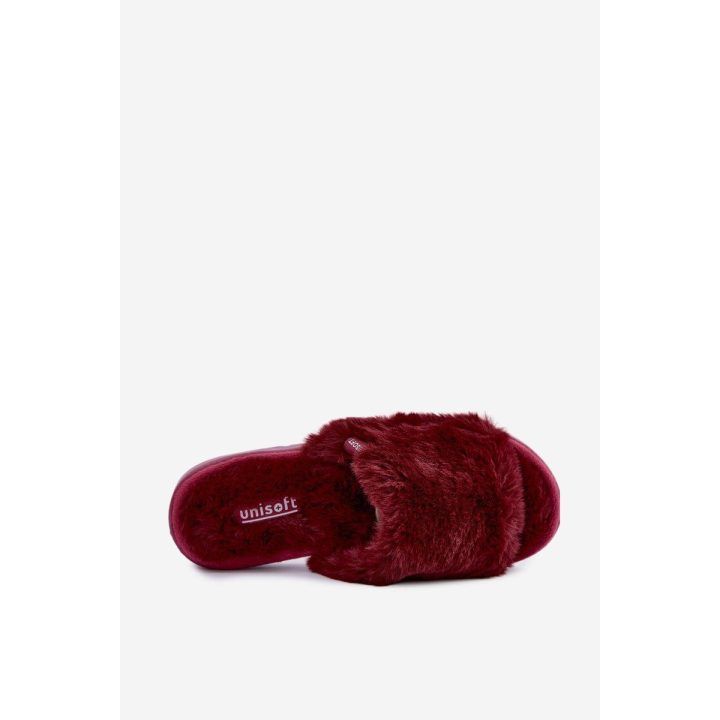 Moteriškos naminės šlepetės su kailiuku, raudonos