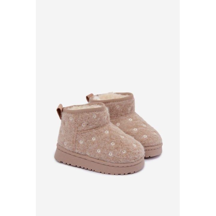 Mergaičių įspiriami sniego batai su mažomis gėlėmis, smėlio