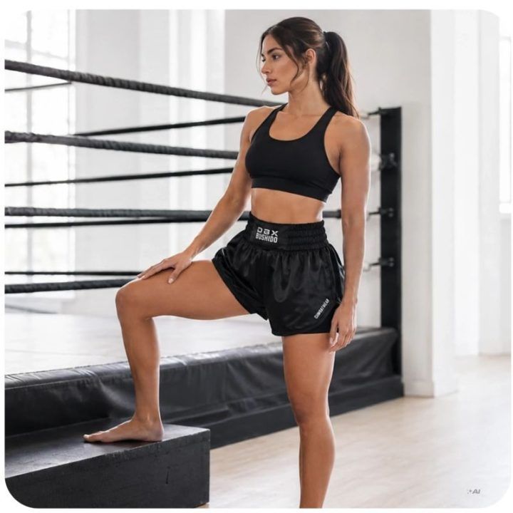 Moteriški Muay Thai šortai DBX Bushido Combatwear, juodi