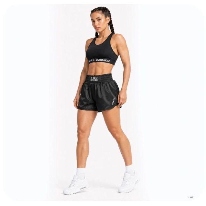 Moteriški Muay Thai šortai DBX Bushido Combatwear, juodi
