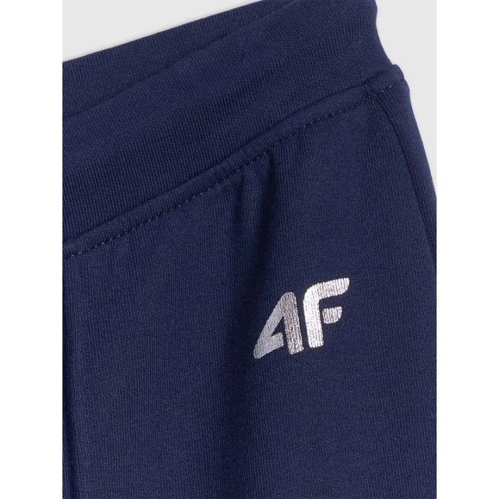 Moteriškos medvilninės sportinės kelnės su platėjančiomis klešnėmis 4F