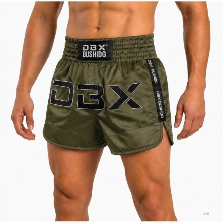 Vyriški Muay Thai šortai DBX Bushido Combatwear, tamsiai žali
