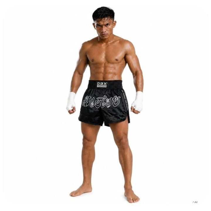 Vyriški Muay Thai šortai DBX Bushido V2 Combatwear, juodi