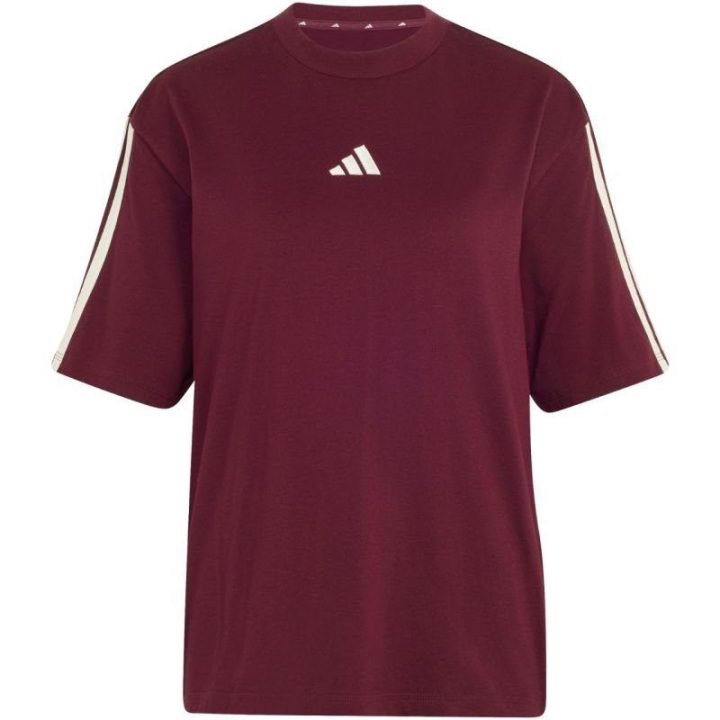 Moteriški marškinėliai adidas Essentials 3-Stripes, bordo