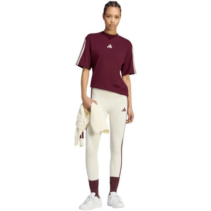 Moteriški marškinėliai adidas Essentials 3-Stripes, bordo