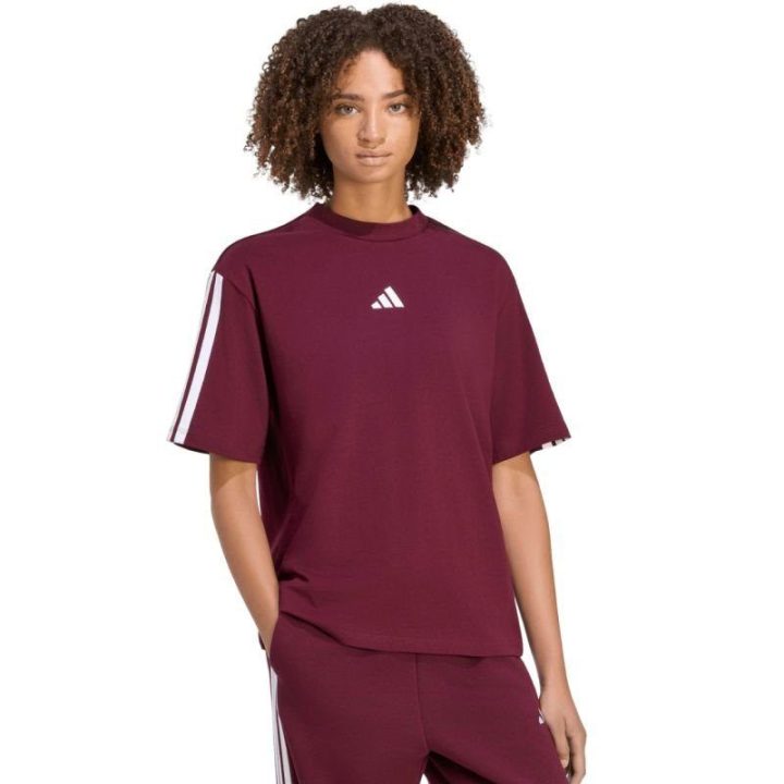 Moteriški laisvo kirpimo marškinėliai adidas Essentials, bordo