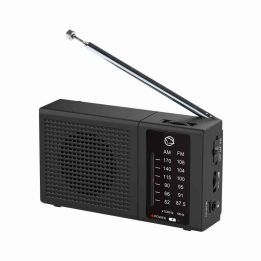 Nešiojamasis FM/AM radijas su akumuliatoriumi Manta Costa, juodas